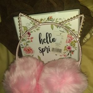 Rhinestone Cat ear Earmuffs PINK
